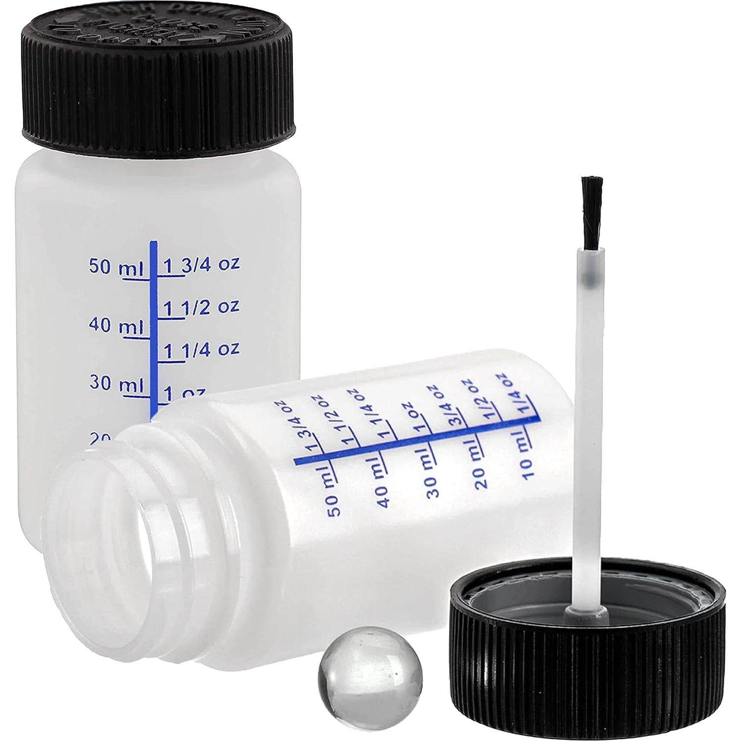 Paquete de 6 Botellas Vacías 60ml Yuanwovv con Brocha y Canica