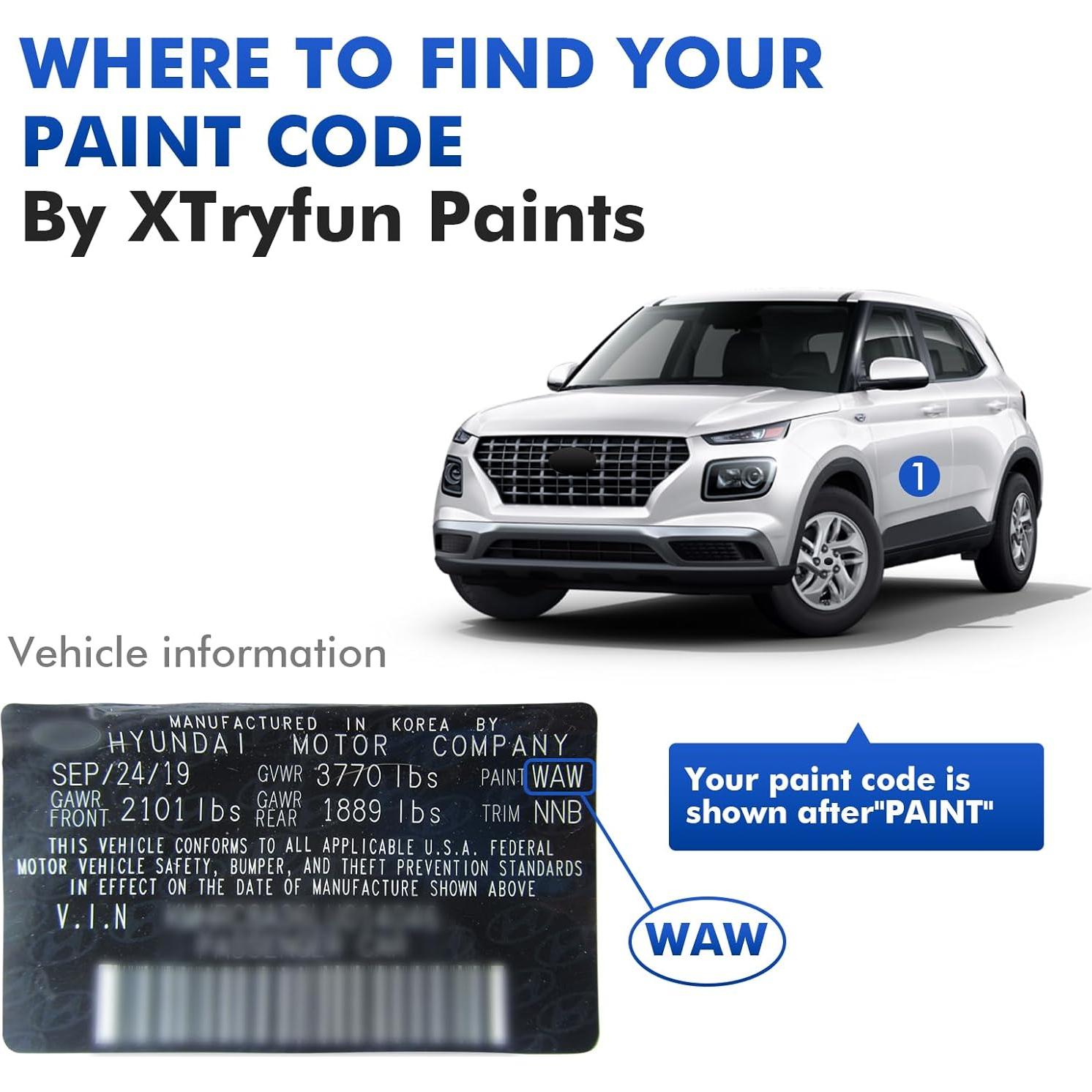 Pintura de Retoque XTryfun Hyper White WC9 para Hyundai