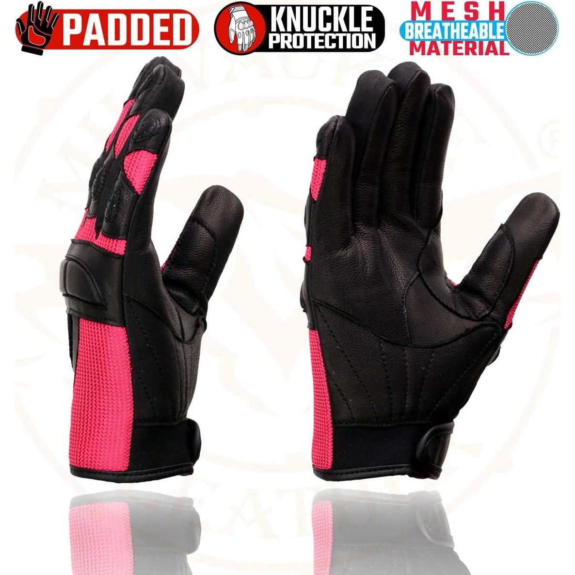 Guantes de moto Milwaukee Leather MG7740 mujer cuero rosa
