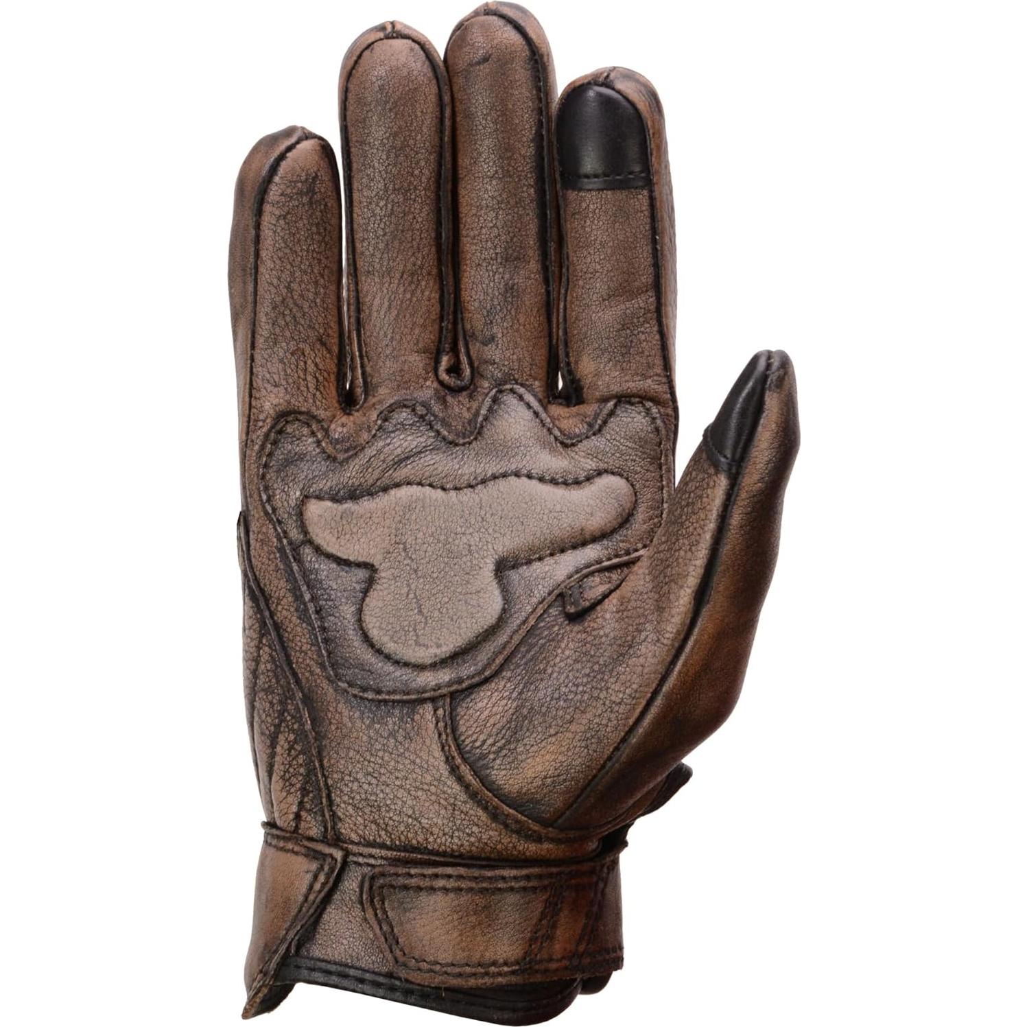 Guantes de Cuero Marrón Milwaukee Leather con Gel y Protectores