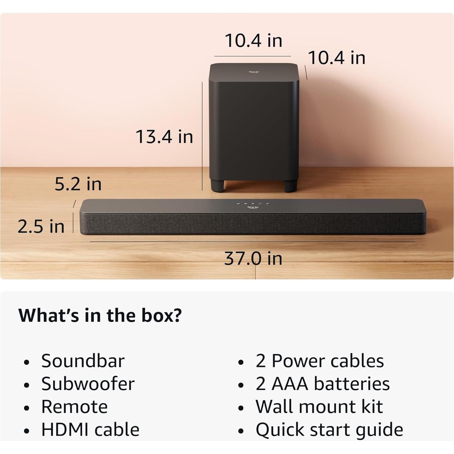 Amazon Fire TV Soundbar Plus with subwoofer (newest model), 3.1 channel, Dolby Atmos, DTS:X, clear dialogue