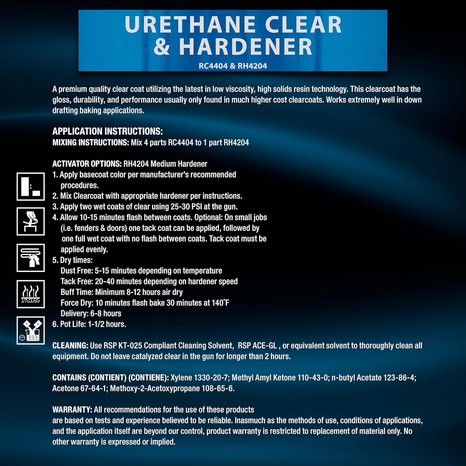 Kit de pintura automotriz Restoration Shop 2K Clear Coat 1.25L