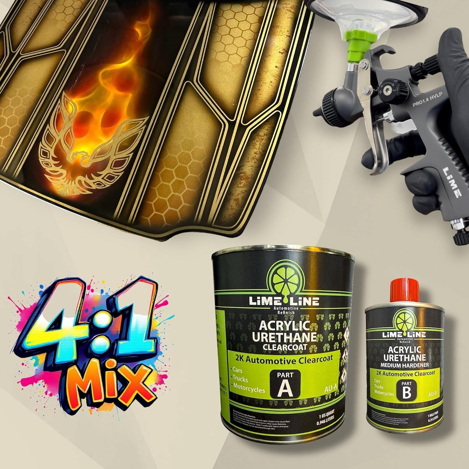 Barniz Automotriz 2K LiME LiNE 1.25 Qt Alto Brillo con Endurecedor