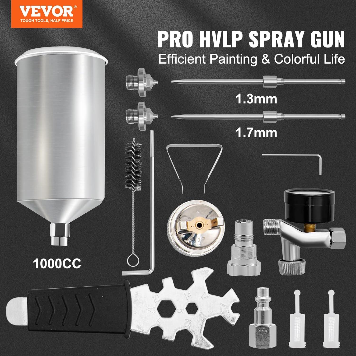 Pistola de Pulverización VEVOR HVLP 1.3/1.7mm 1000cc