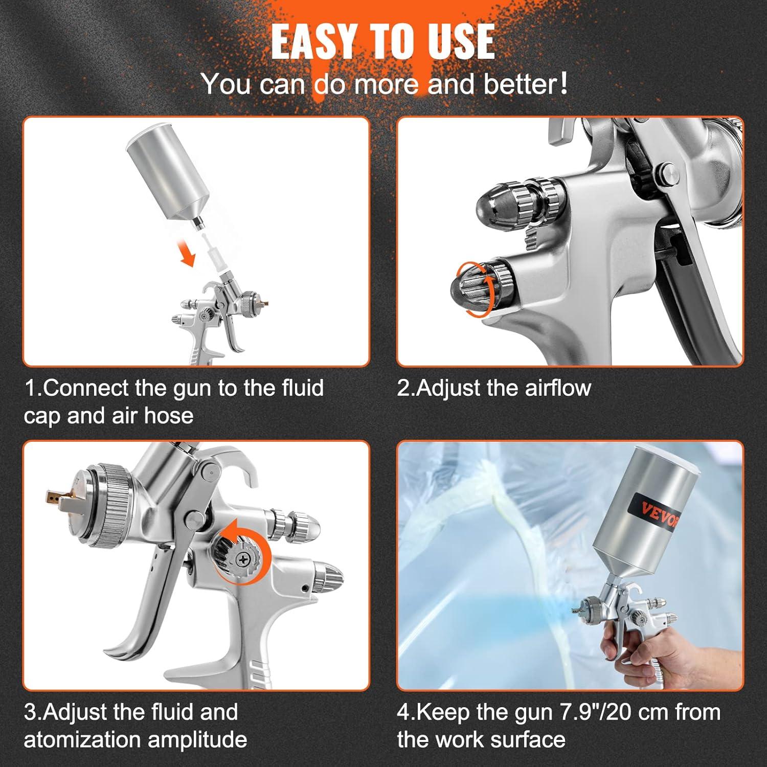 Pistola de Pulverización VEVOR HVLP 1.3/1.7mm 1000cc