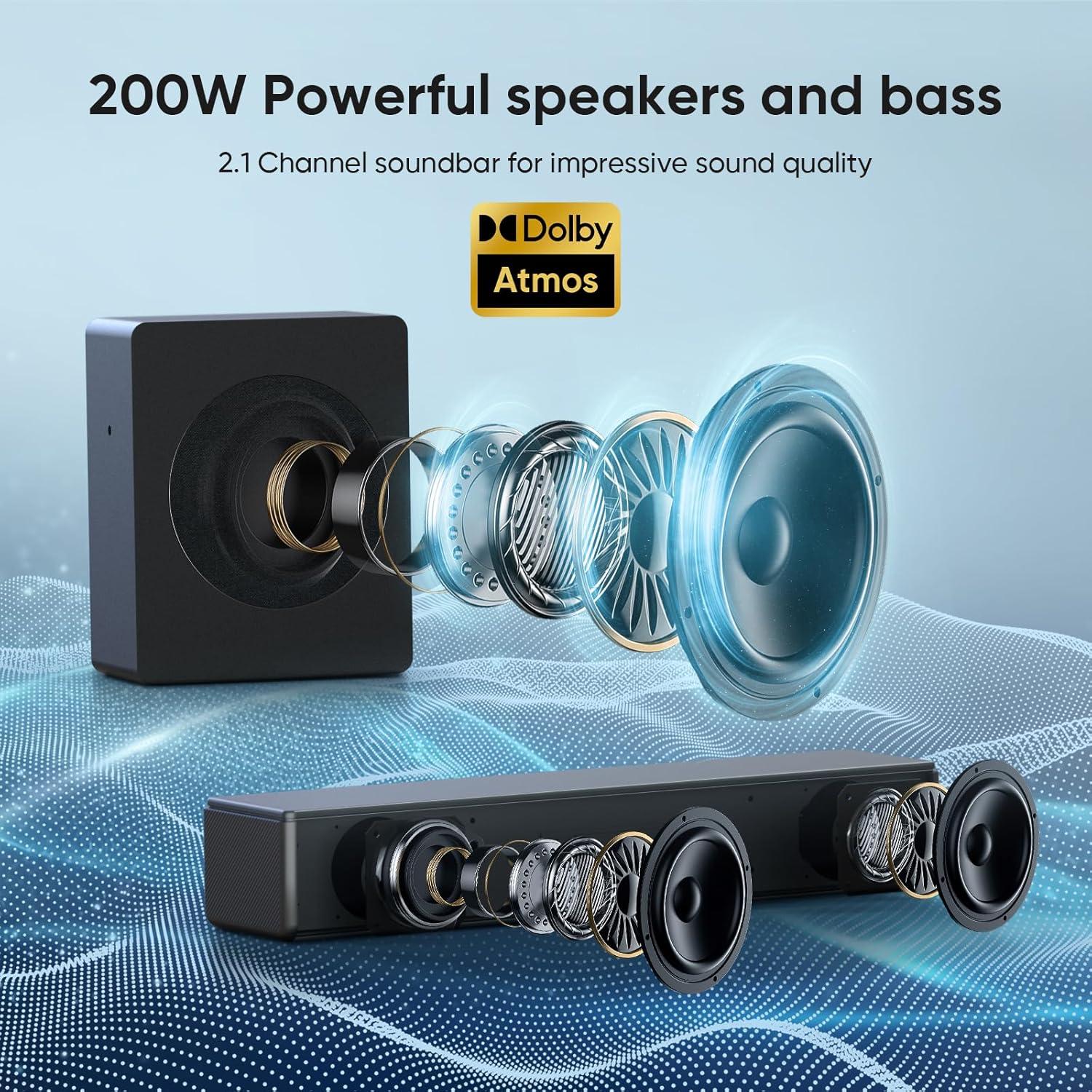 Barra de Sonido 2.1 Geoyeao HD029 con Dolby Atmos 200W