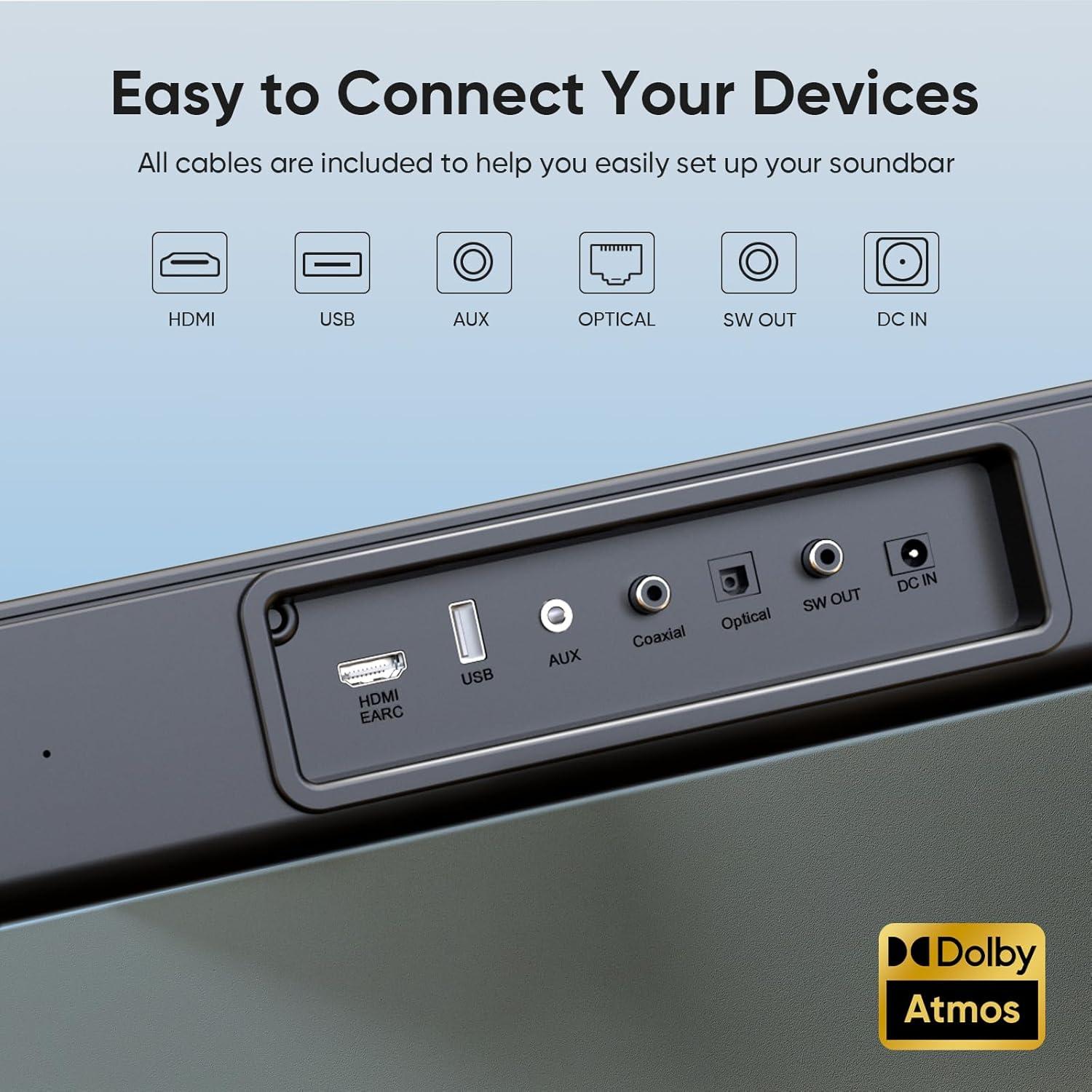 Barra de Sonido 2.1 Geoyeao HD029 con Dolby Atmos 200W