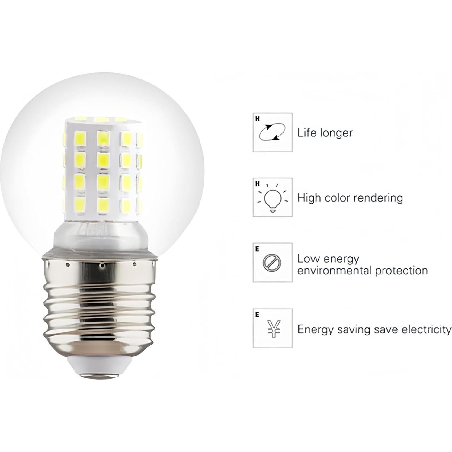 Bombilla LED G45 9W JKLcom E26/E27 Luz Diurna 6000K Paquete 6