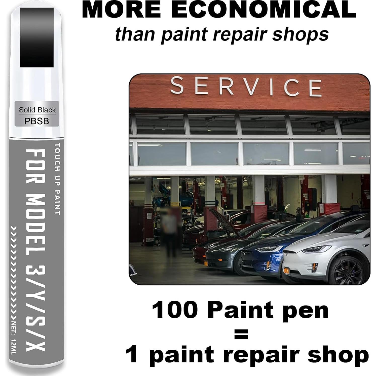 Pintura de Retoque VINBYEE para Tesla Model 3 Y X S - Negro Sólido 12ml