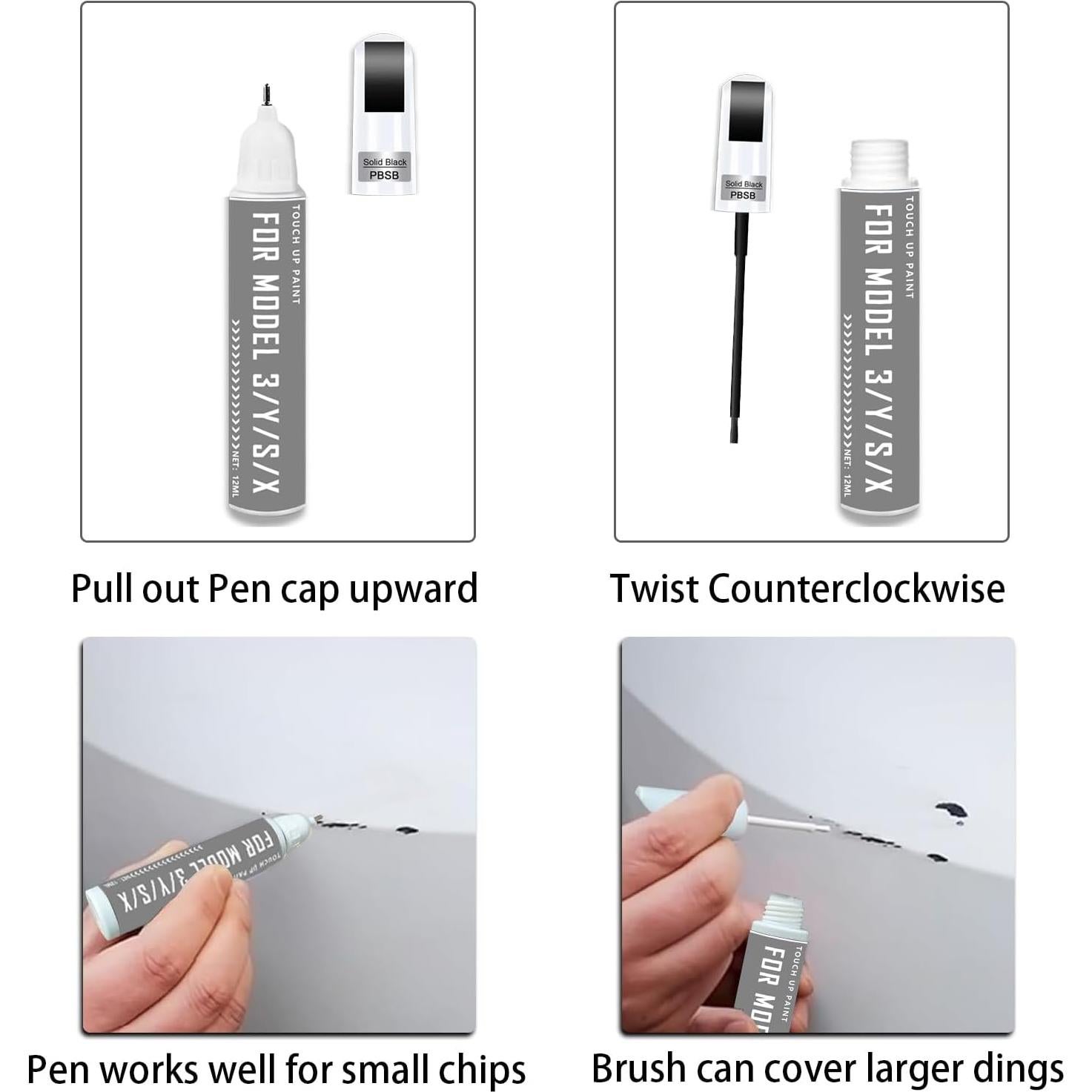 Pintura de Retoque VINBYEE para Tesla Model 3 Y X S - Negro Sólido 12ml