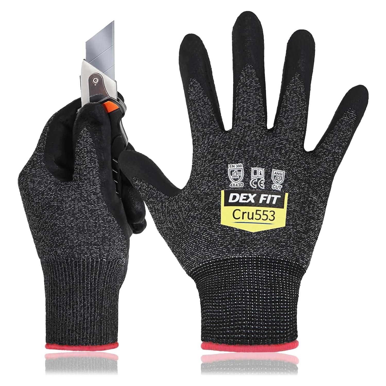 Guantes Resistentes a Cortes DEX FIT Cru553 XXL Negro Gris