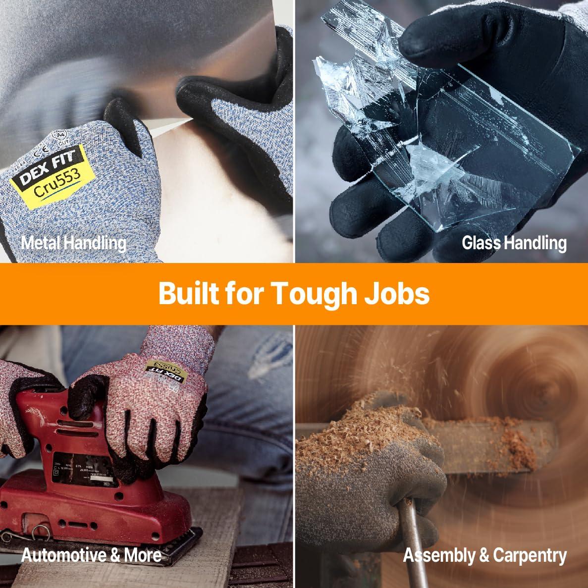 Guantes Resistentes a Cortes DEX FIT Cru553, Ajuste Elástico, Talla S