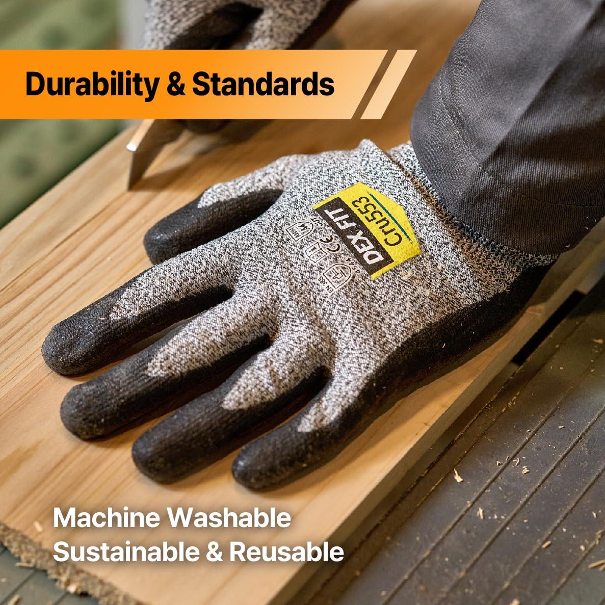 Guantes Resistentes a Cortes DEX FIT Cru553, Ajuste Elástico, Talla S