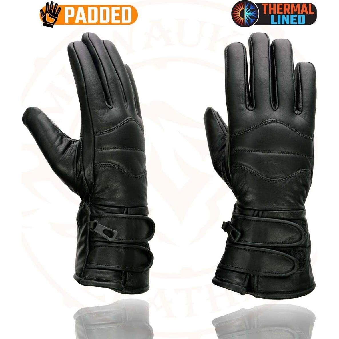 Guantes de moto Milwaukee SH233 de cuero negro térmicos 3X