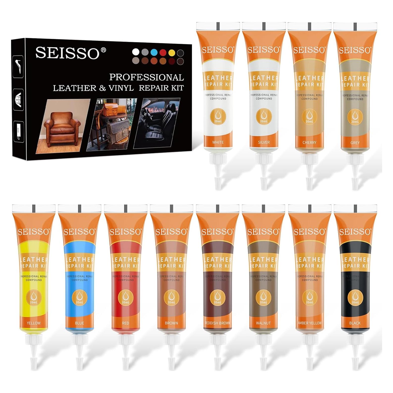 Kit de Reparación de Cuero SEISSO 12 Colores 20ml para Muebles