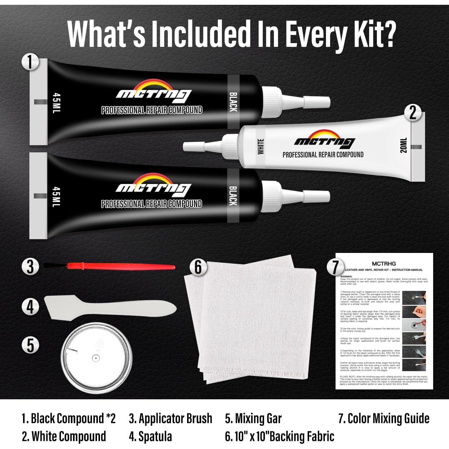 Kit de Reparación de Cuero MCTRHG para Coche - Negro, 15.29x8.30cm