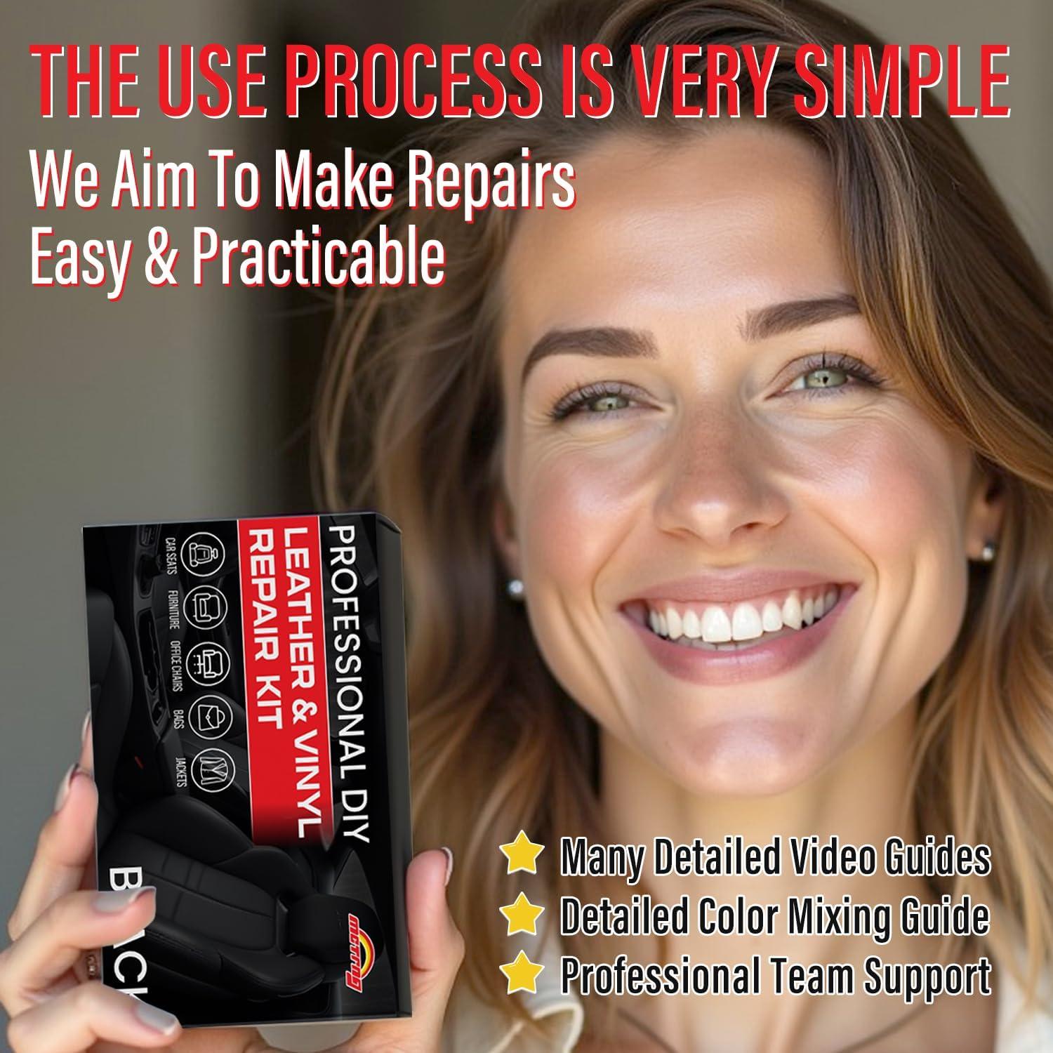 Kit de Reparación de Cuero MCTRHG para Coche - Negro, 15.29x8.30cm