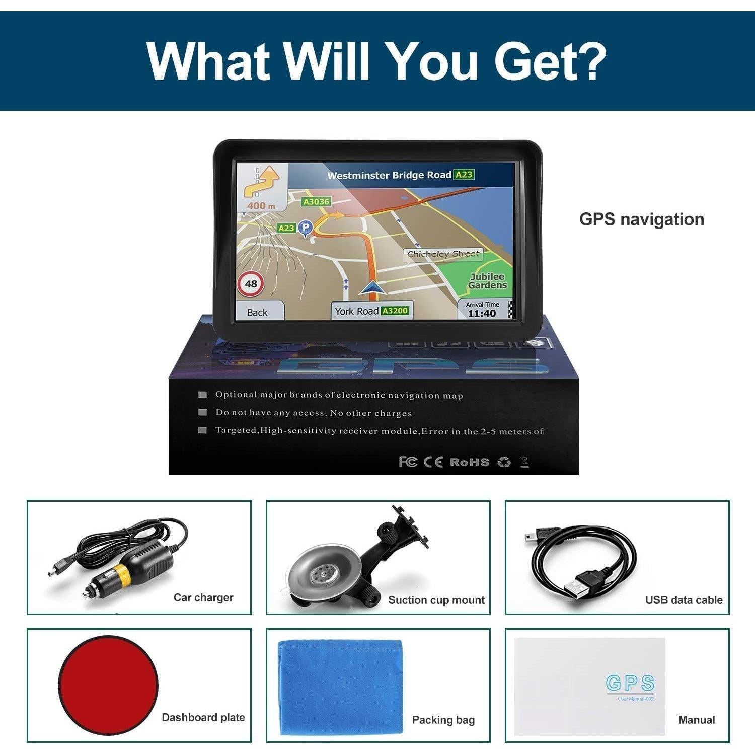 GPS para Coche NAVRUF 9 Pulgadas Mapa 2025 Actualizado