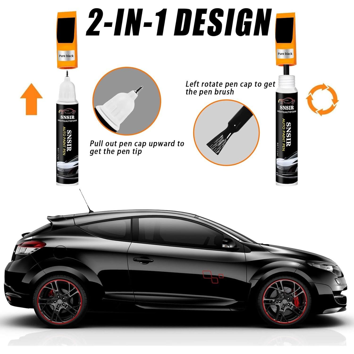 Pintura de Retoque Negra SNSIR 0.4 oz para Coches - Brillante