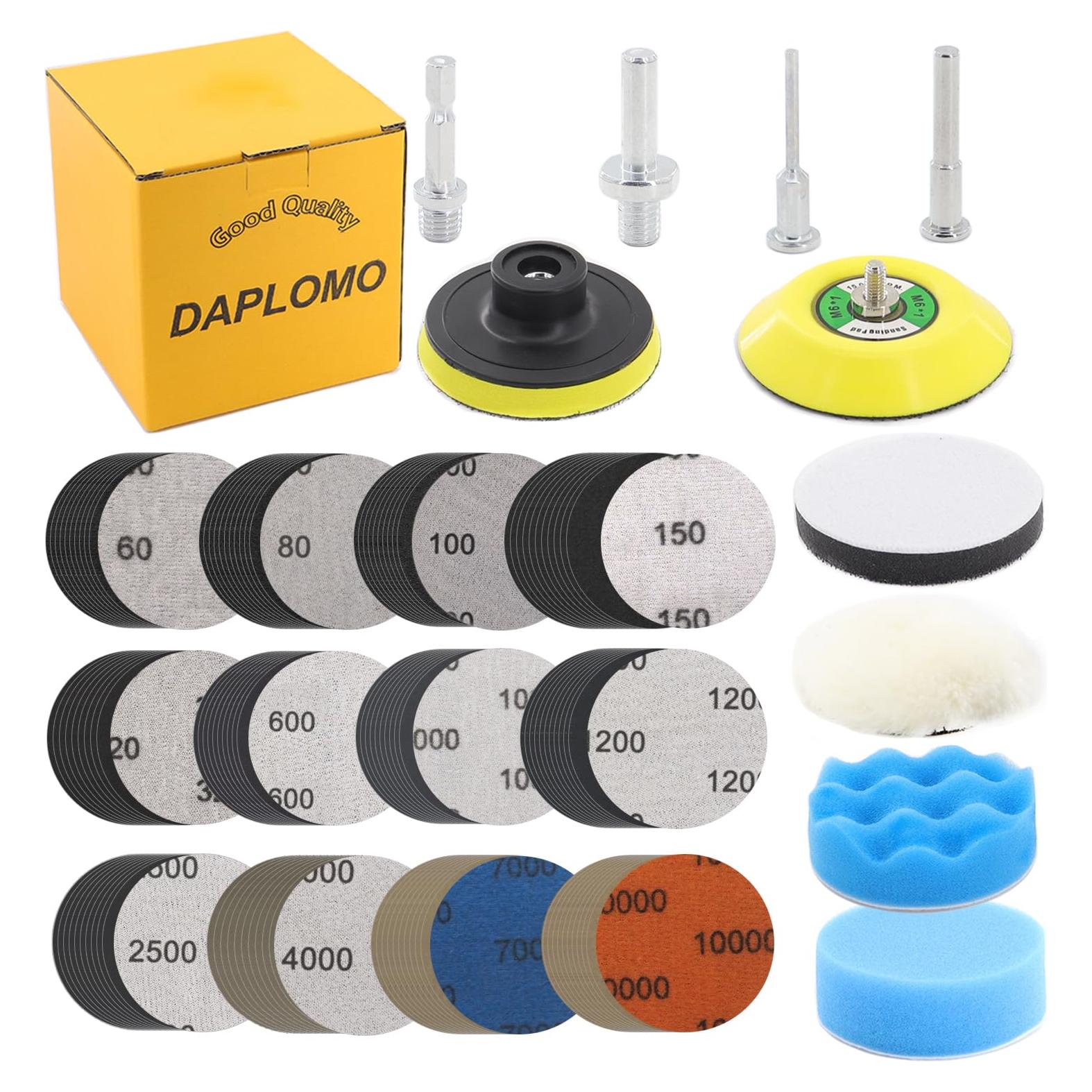130 Discos de Lija 3 Pulgadas Daplomo Grano 60-10000 Húmedo Seco