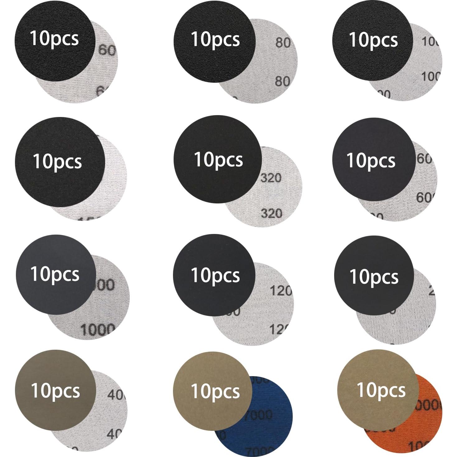 130 Discos de Lija 3 Pulgadas Daplomo Grano 60-10000 Húmedo Seco