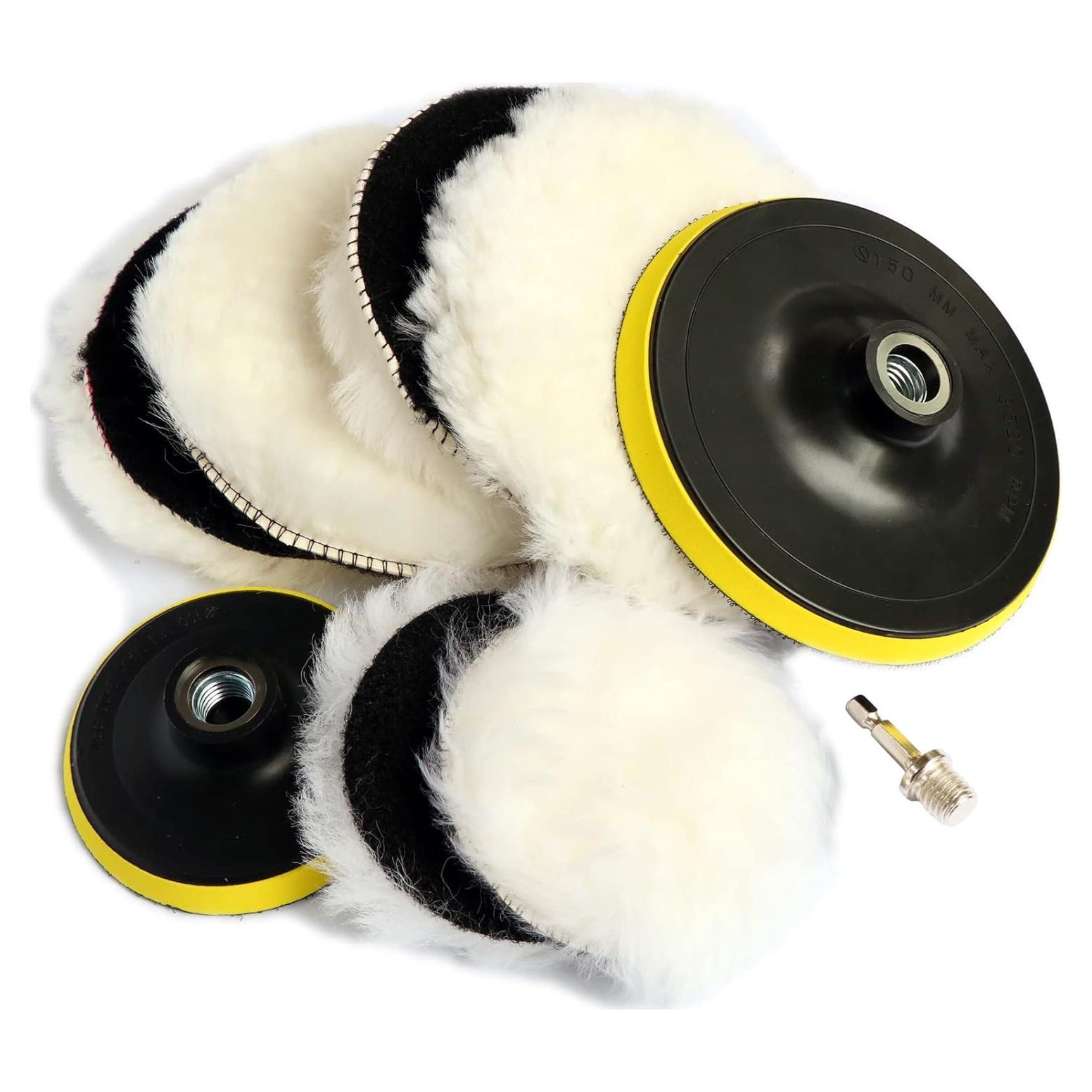 Kit de Almohadillas de Pulido de Lana Hiqalty 9PCS 10cm y 15cm