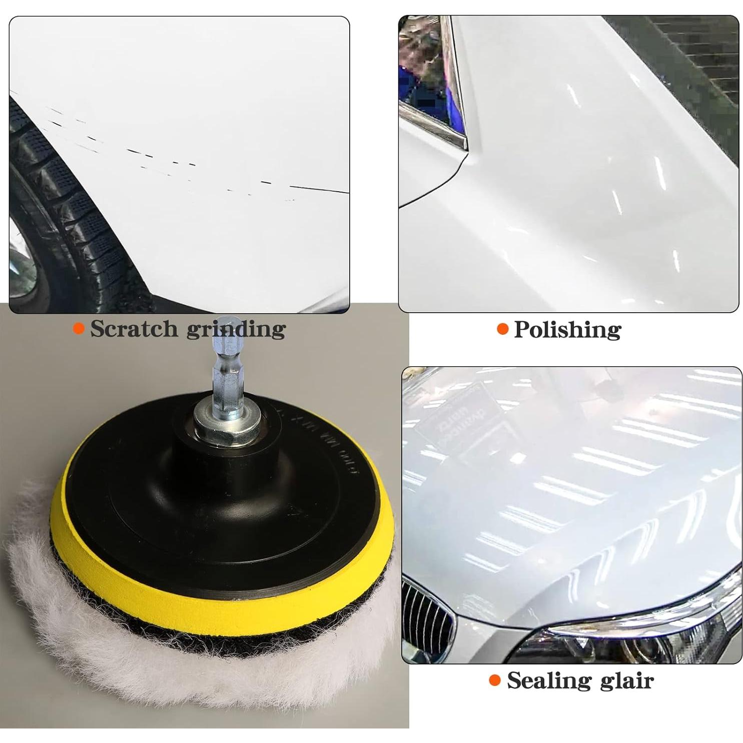 Kit de Almohadillas de Pulido de Lana Hiqalty 9PCS 10cm y 15cm