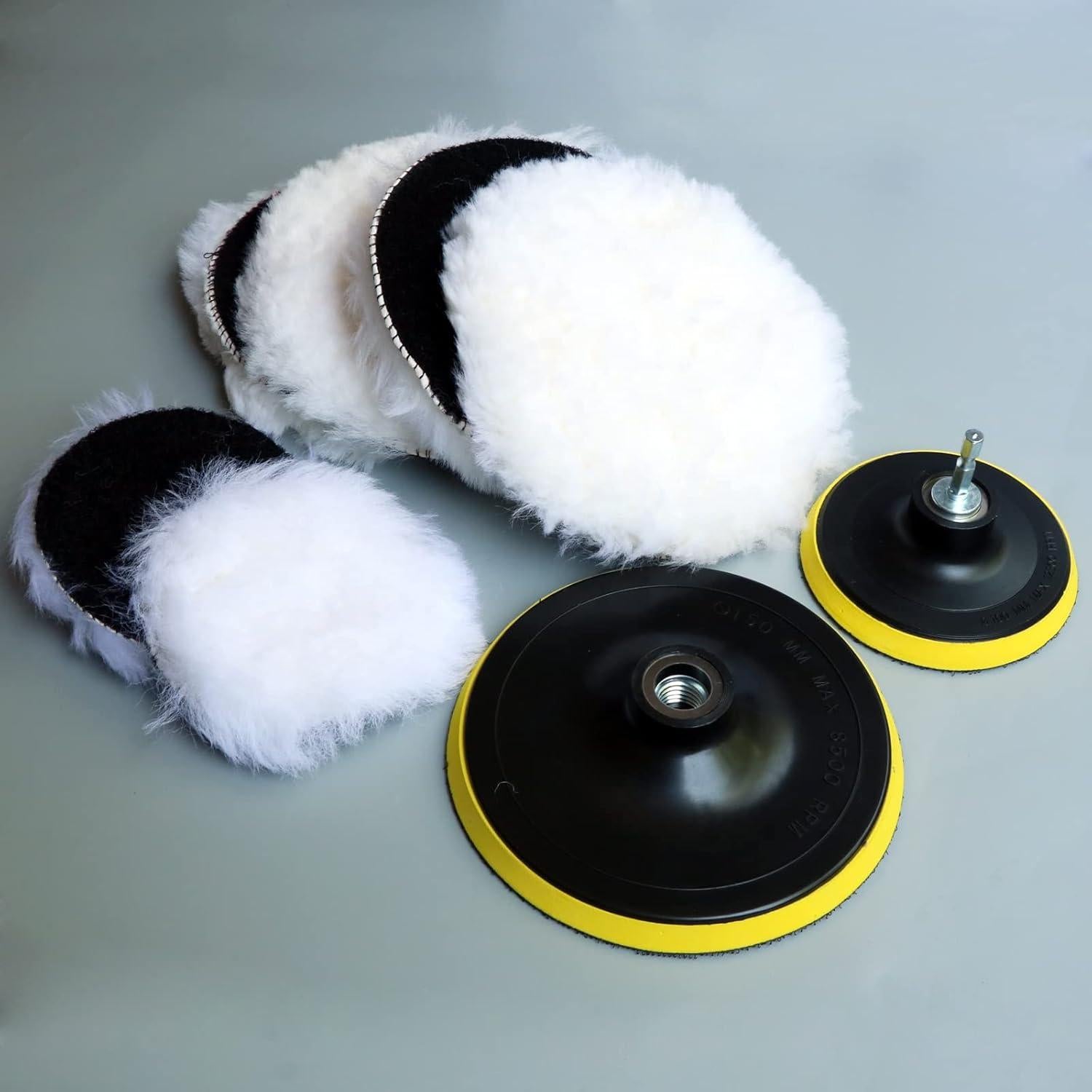 Kit de Almohadillas de Pulido de Lana Hiqalty 9PCS 10cm y 15cm