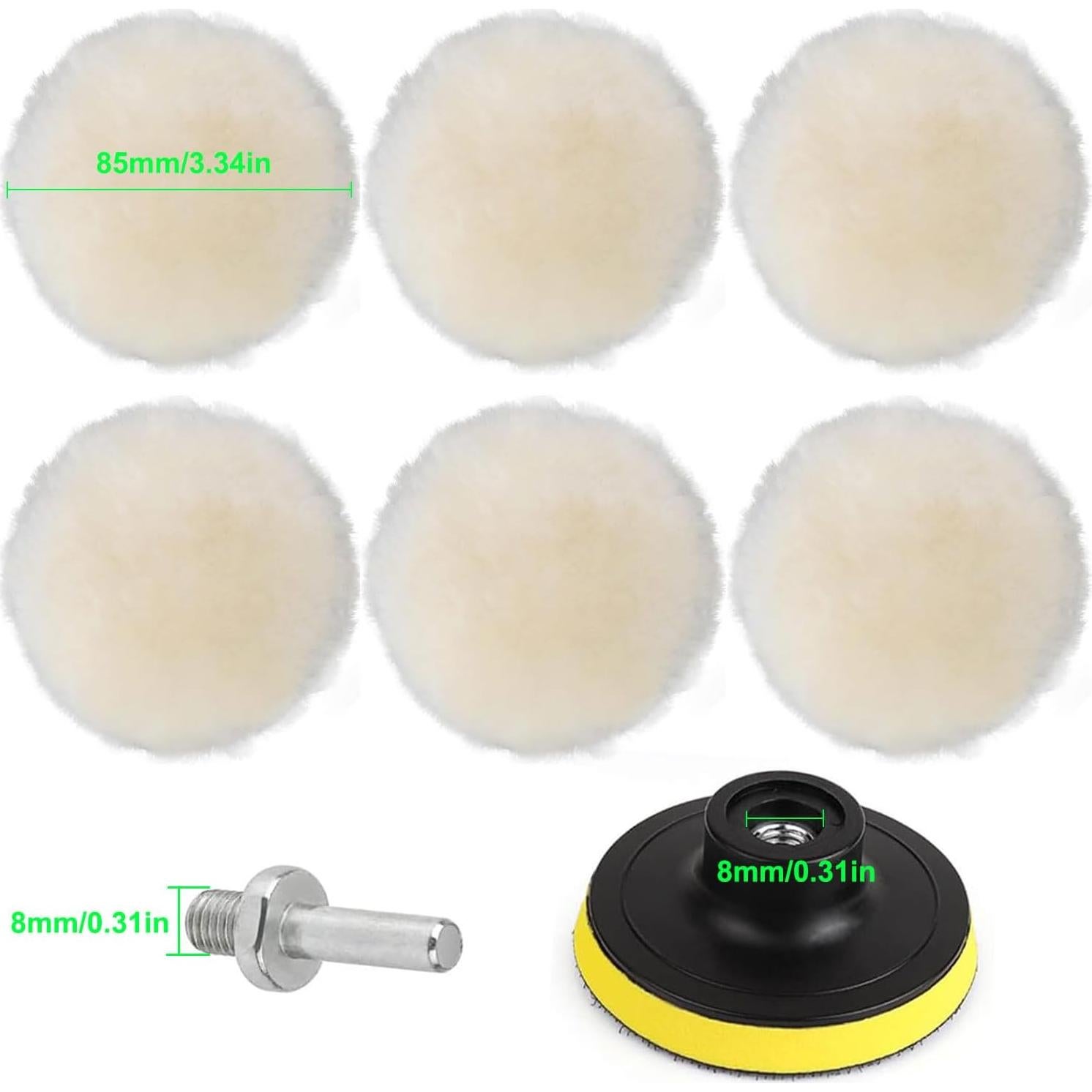 Kit de Pulido de Lana Elechood 8 Pcs 80mm con Adaptador M10