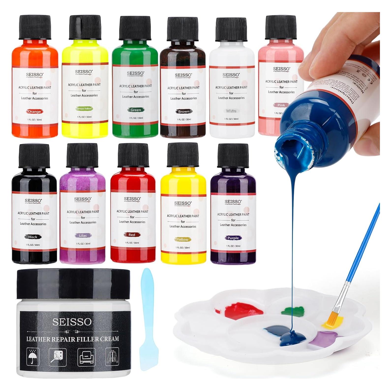 Kit de Pintura Acrílica para Cuero SEISSO 12 Colores 30ml