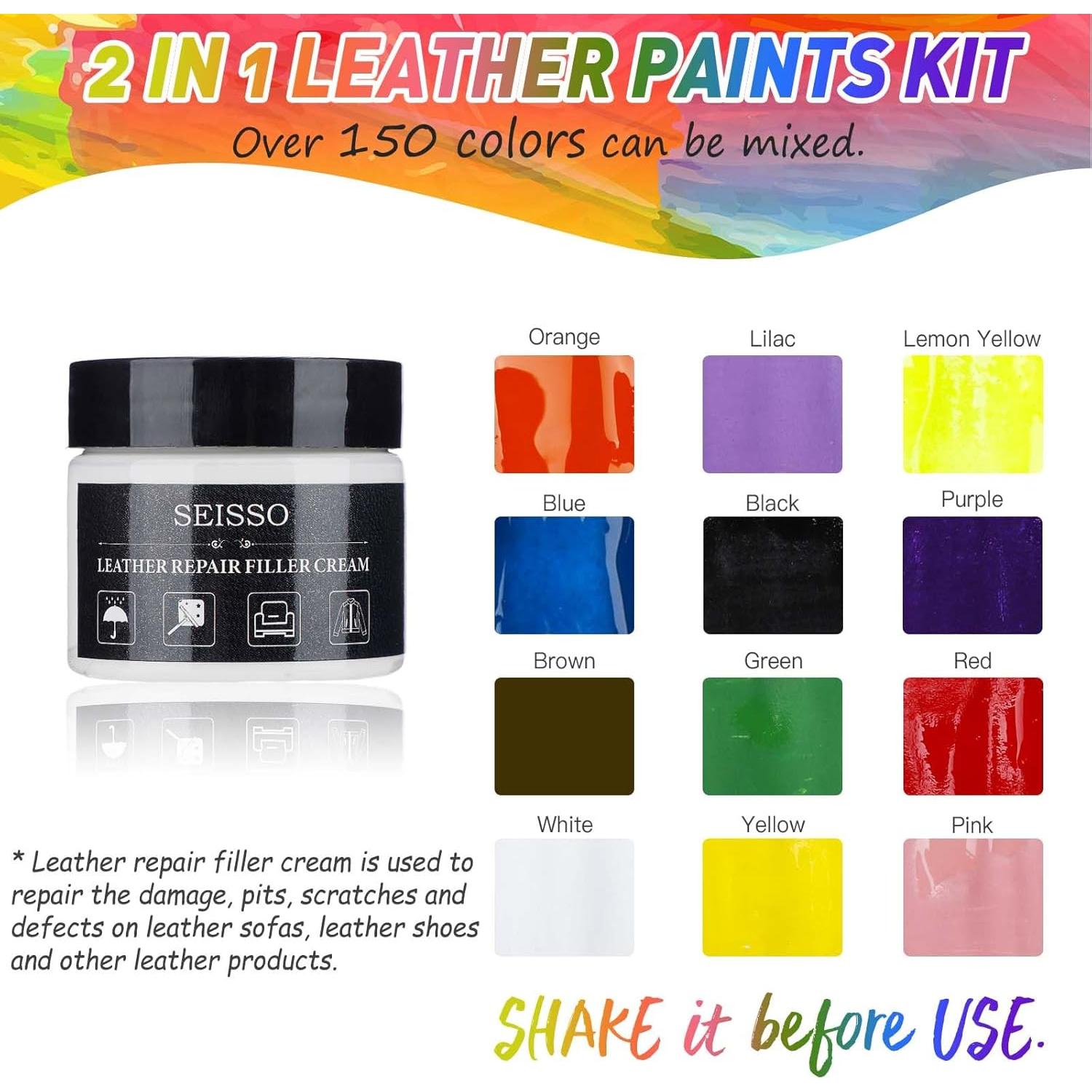 Kit de Pintura Acrílica para Cuero SEISSO 12 Colores 30ml