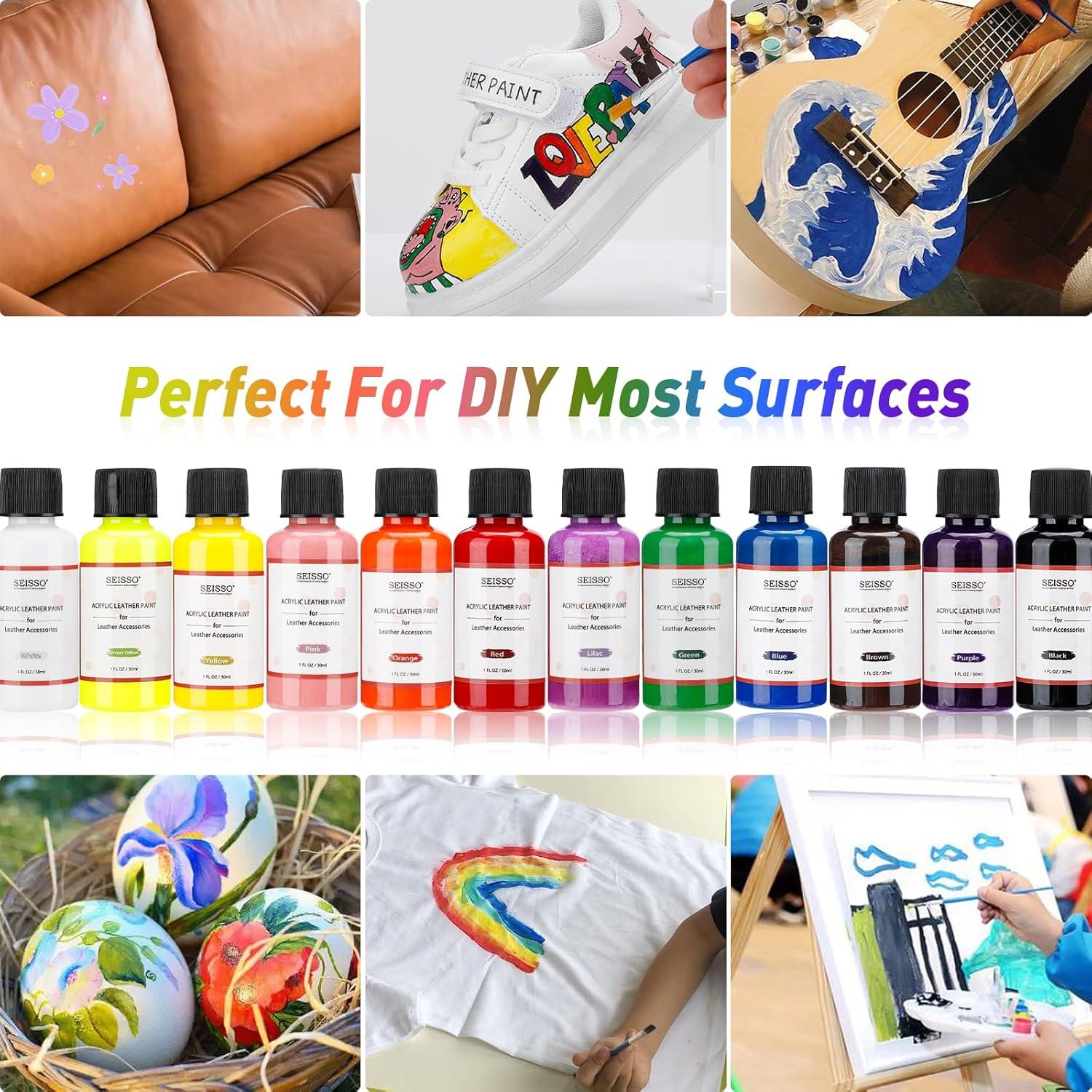 Kit de Pintura Acrílica para Cuero SEISSO 12 Colores 30ml