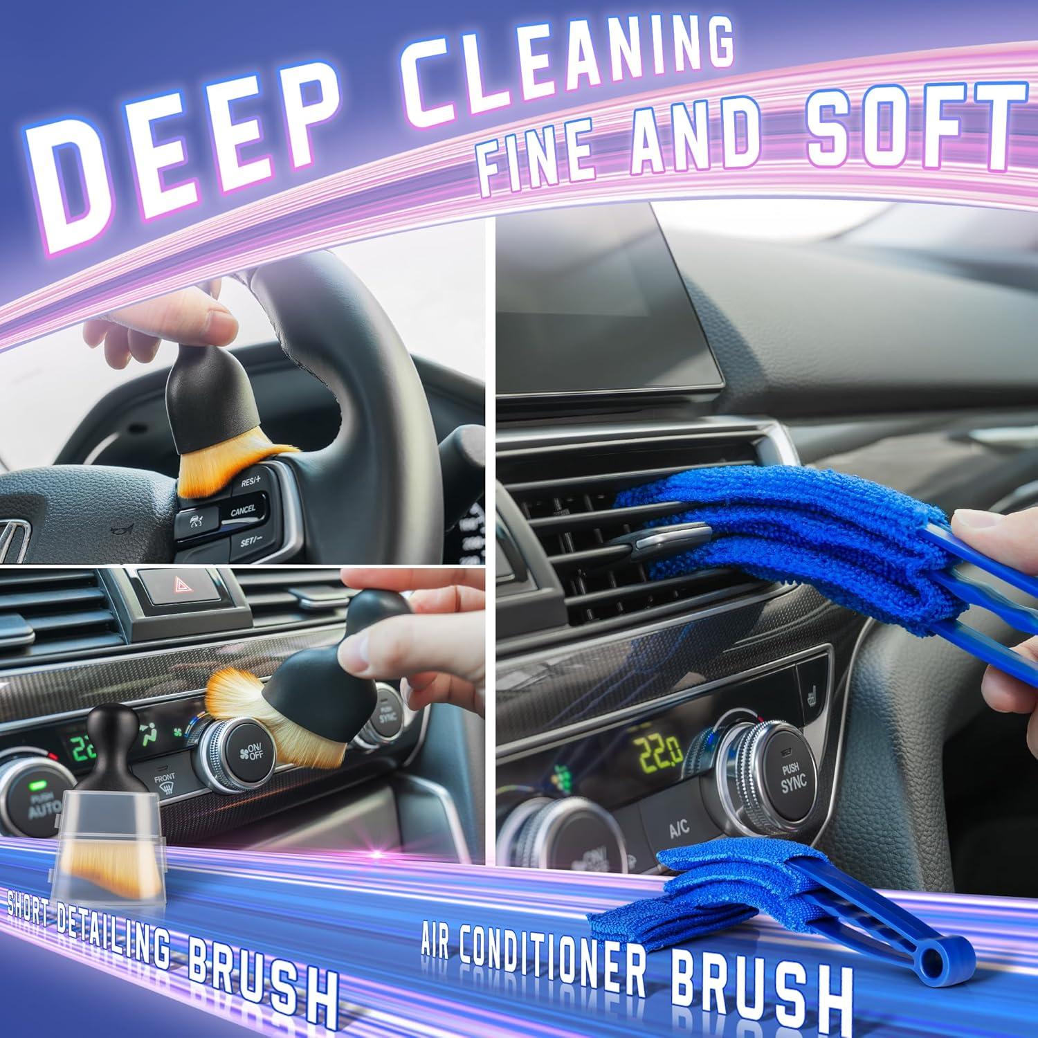 Kit de Detalle de Coche Bemece 29 Piezas Herramientas Limpieza