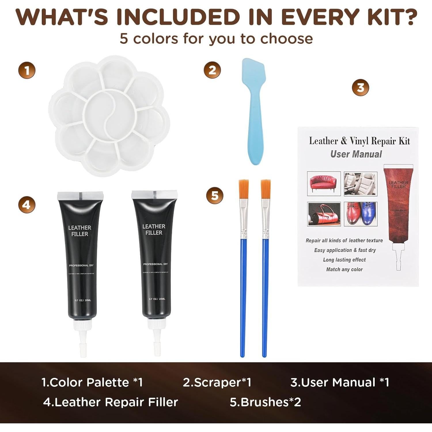 Kit de Reparación de Cuero y Vinilo Kenbry Negro 55g