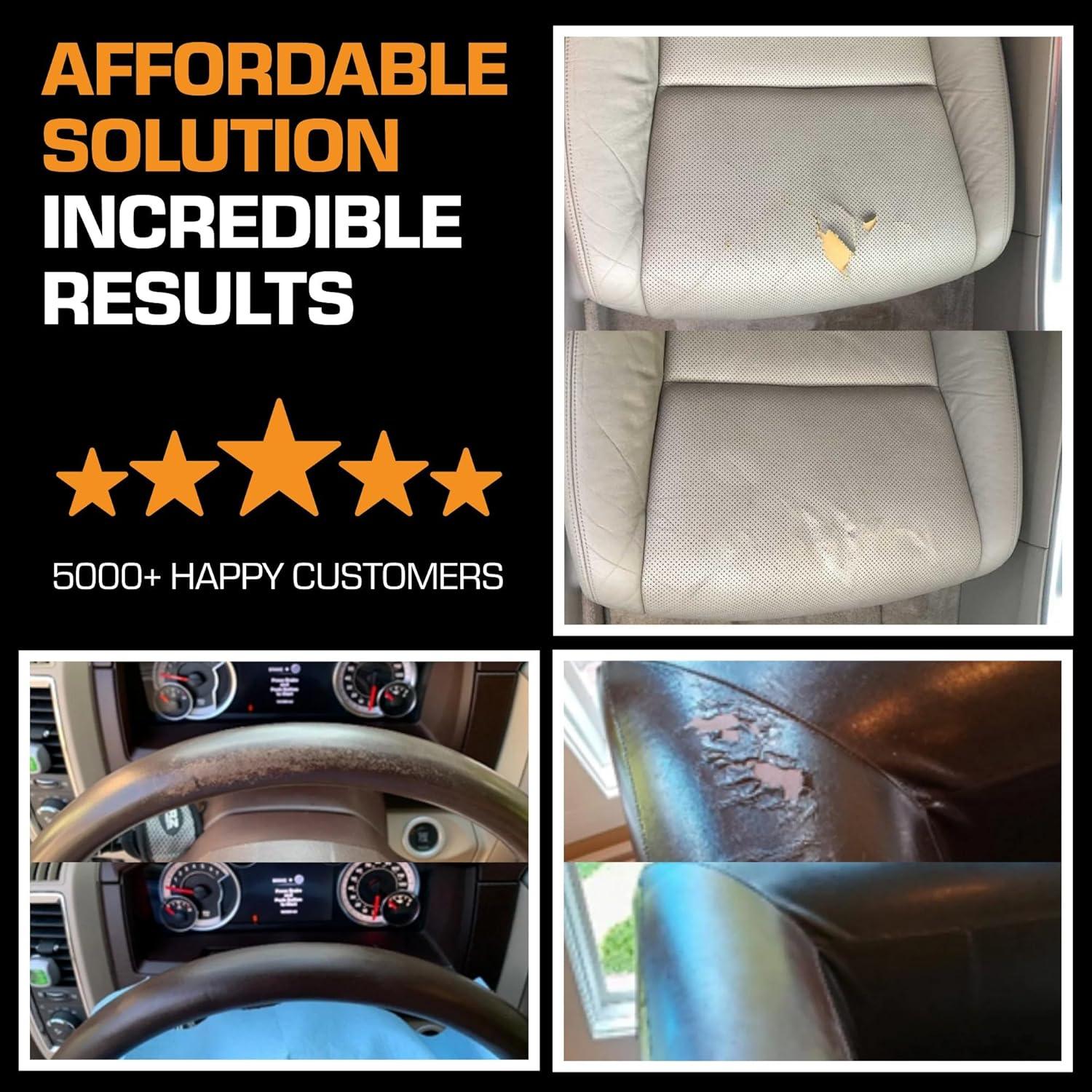 Kit de Reparación de Cuero Negro FORTIVO para Muebles y Autos