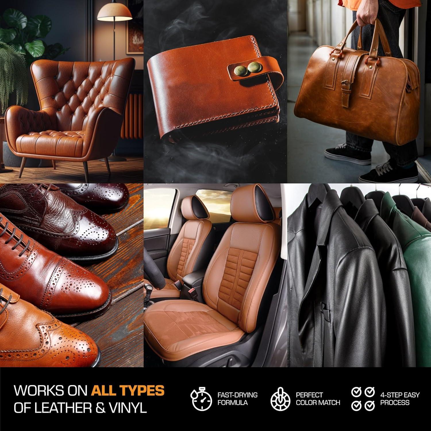 Kit de Reparación de Cuero Negro FORTIVO para Muebles y Autos