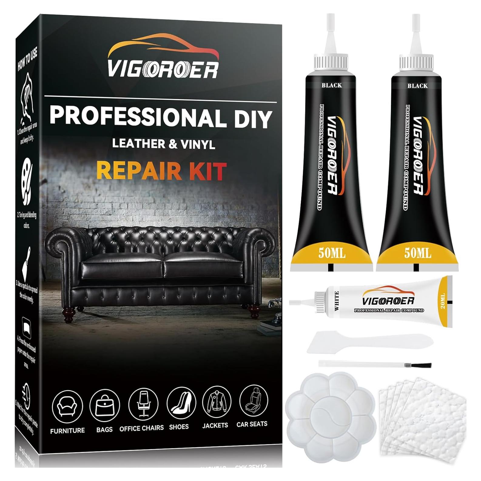 Kit de Reparación de Cuero Negro Vigorder 120ml - Asientos y Muebles
