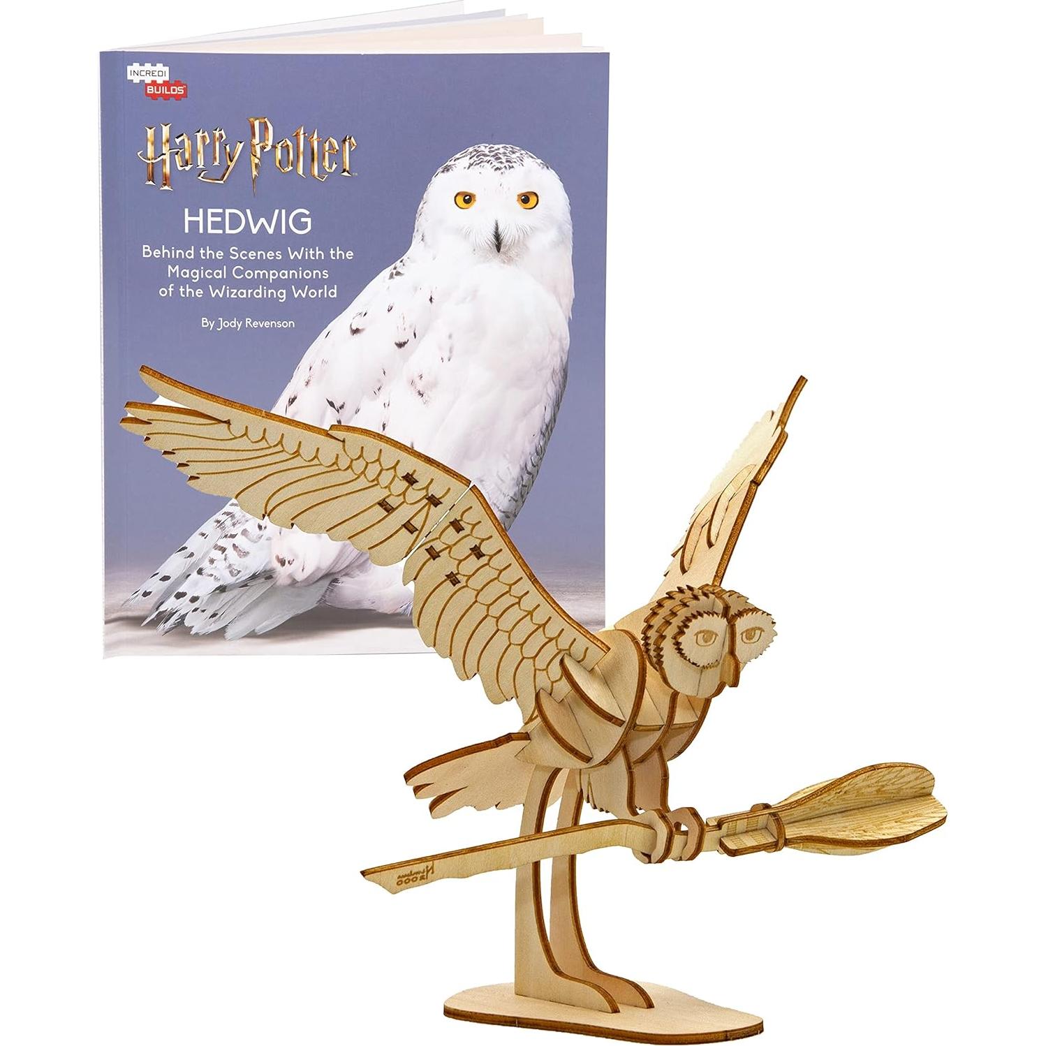 Harry Potter Hedwig Owl 3D Wood Puzzle & Model Figure Kit (24 Pcs) - Build & Paint Your Own 3-D Book & Movie Toy - Officially Licensed - No Glue Required - Gift for Kids, Teens & Adults