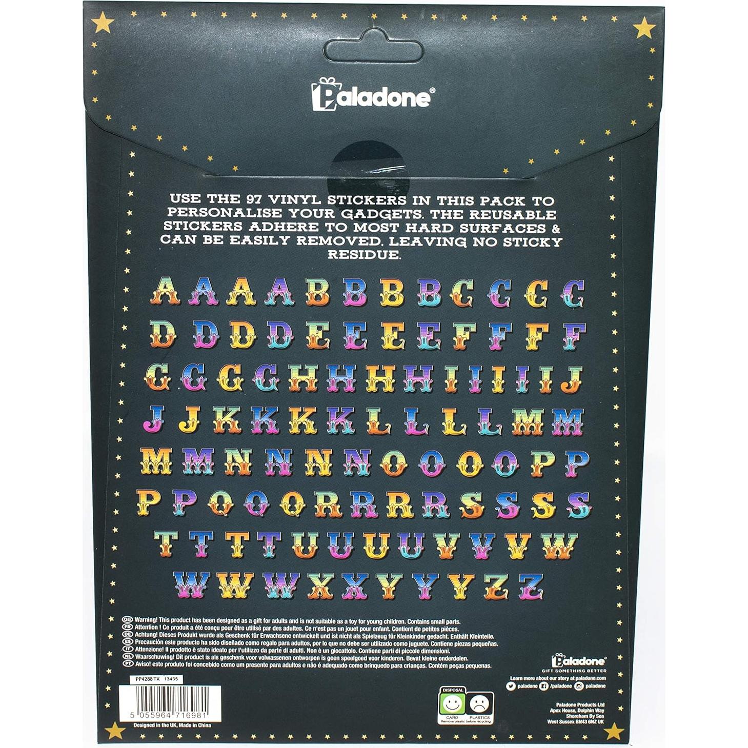 Calcomanías de Letras Coloridas Paladone - 97 Piezas Decorativas