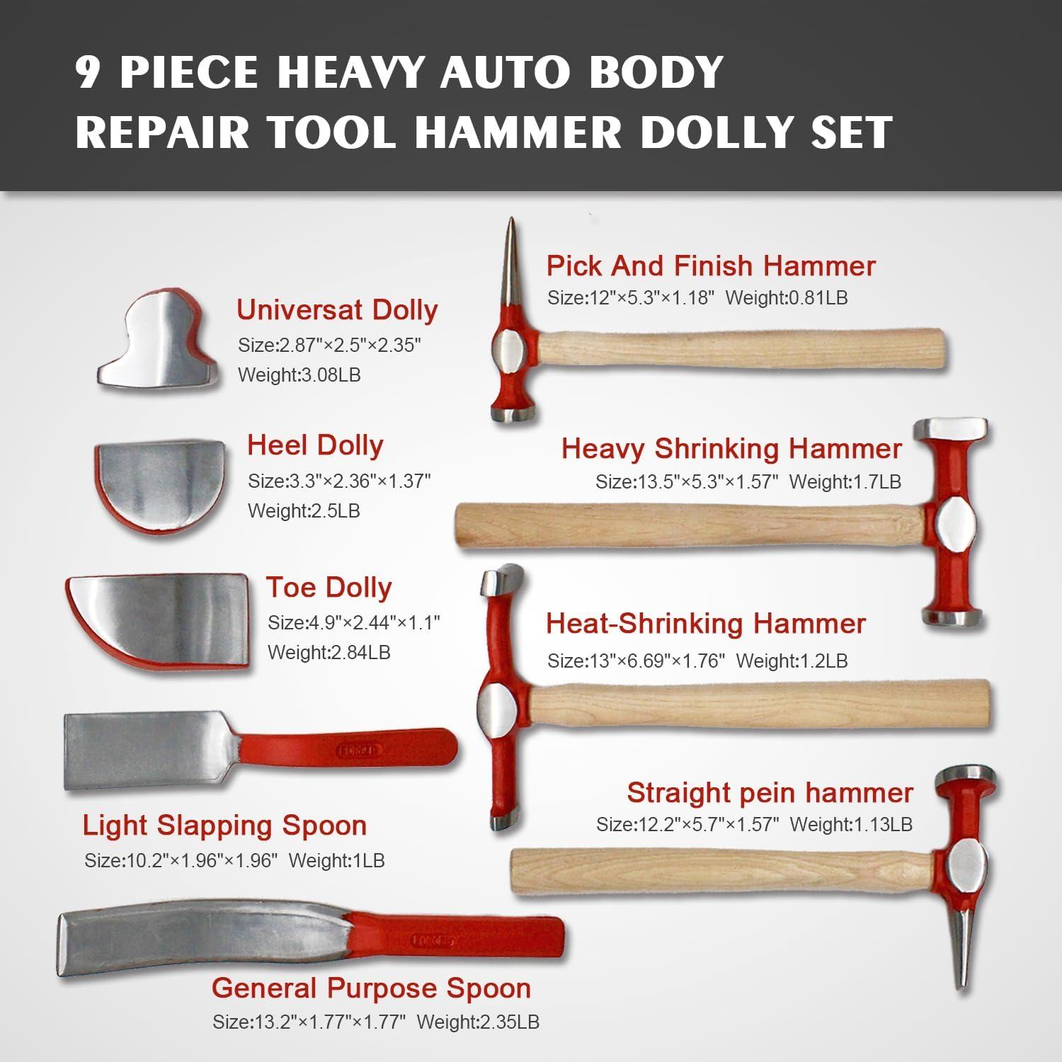 Juego de herramientas de carrocería PASBAS 9 piezas acero al carbono