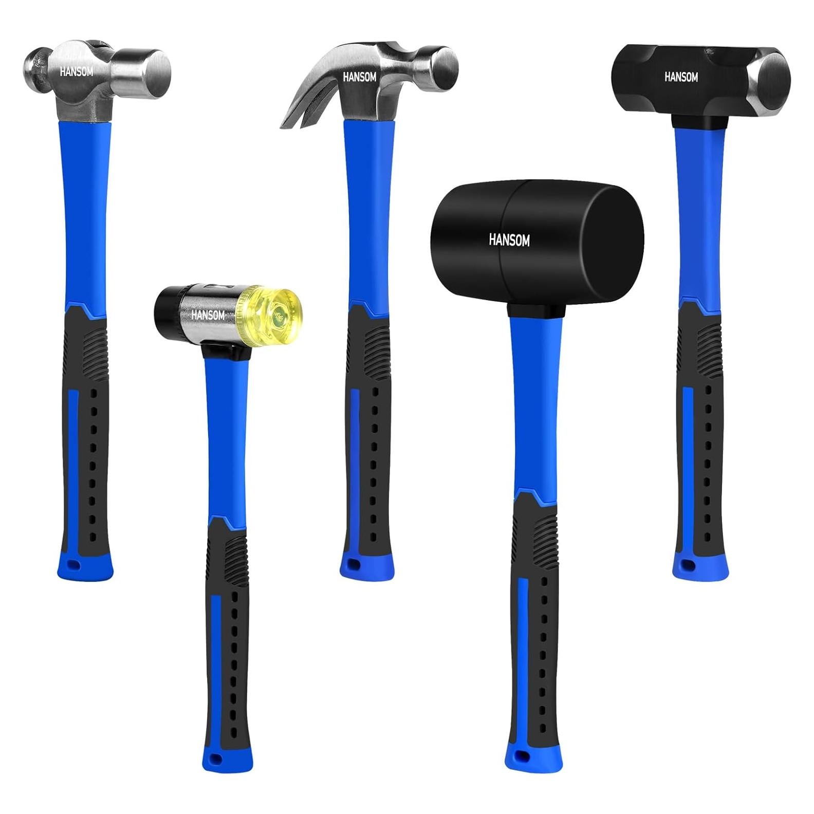 Juego de Martillos 5 Piezas HANSOM - Goma y Acero Ergonómico