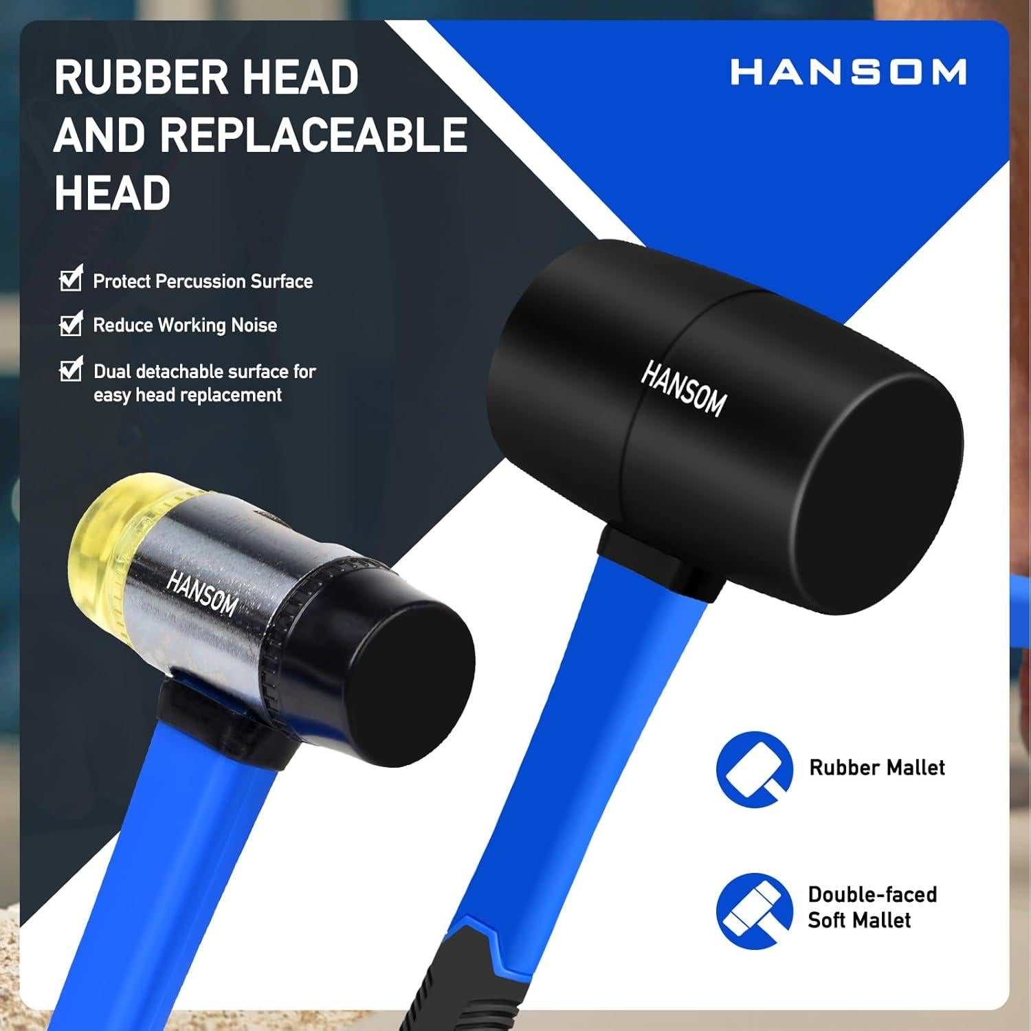 Juego de Martillos 5 Piezas HANSOM - Goma y Acero Ergonómico