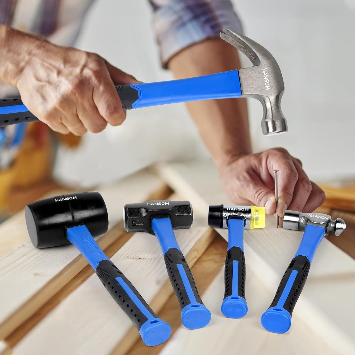 Juego de Martillos 5 Piezas HANSOM - Goma y Acero Ergonómico