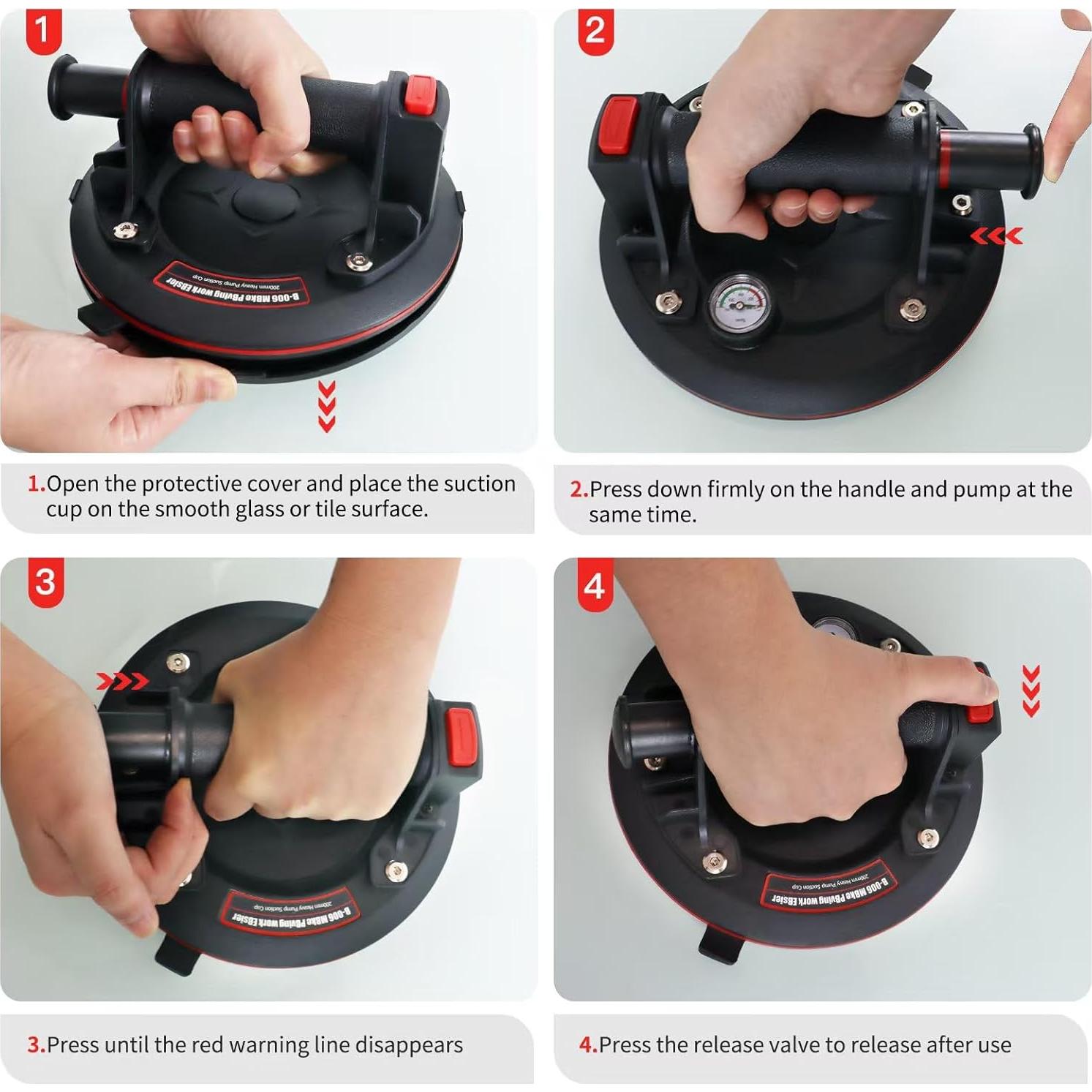 Ventosas de Vidrio MENGBEI 200 mm - Paquete de 2, 272 kg