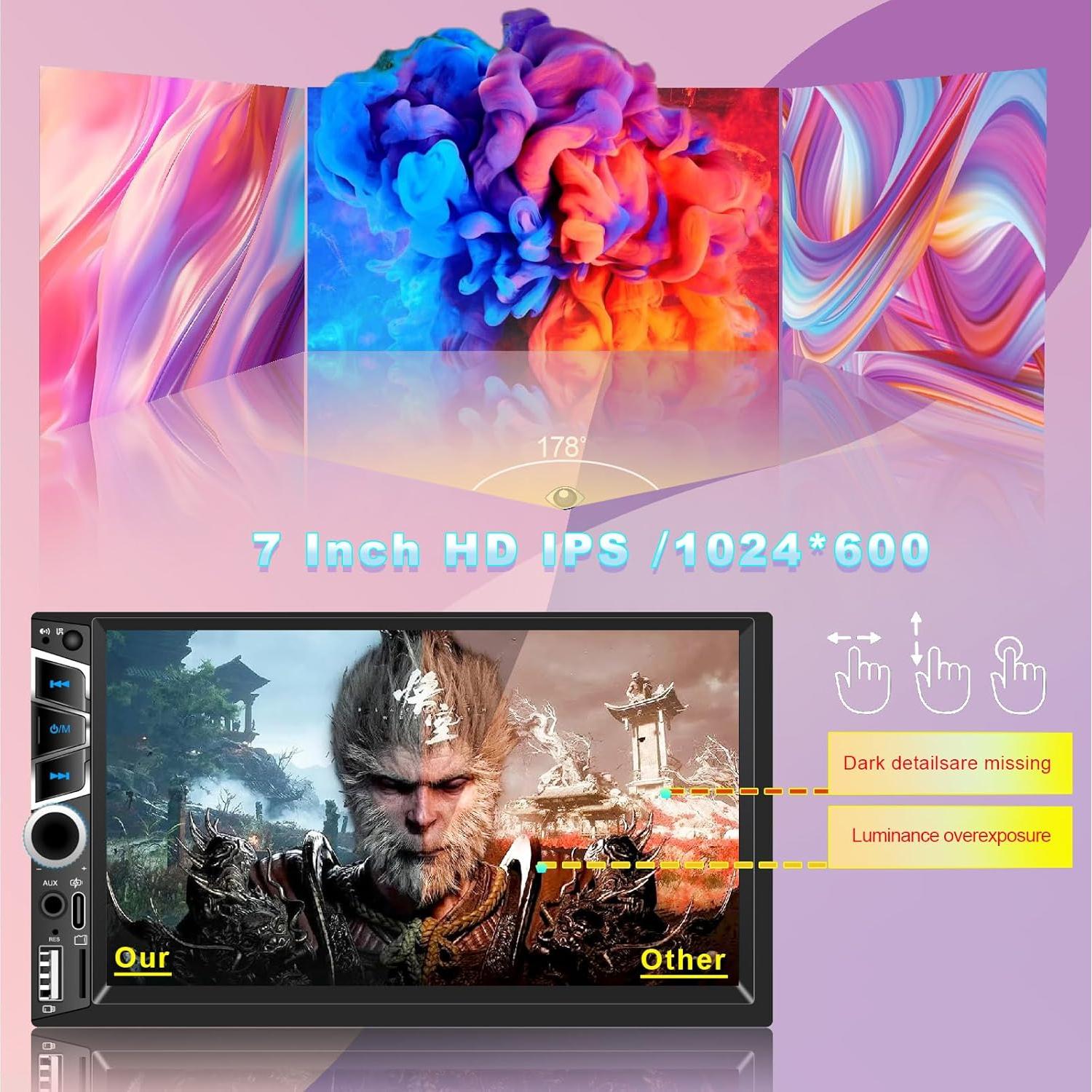 Estéreo de coche Nideocion 7032C Doble Din 7" Bluetooth GPS