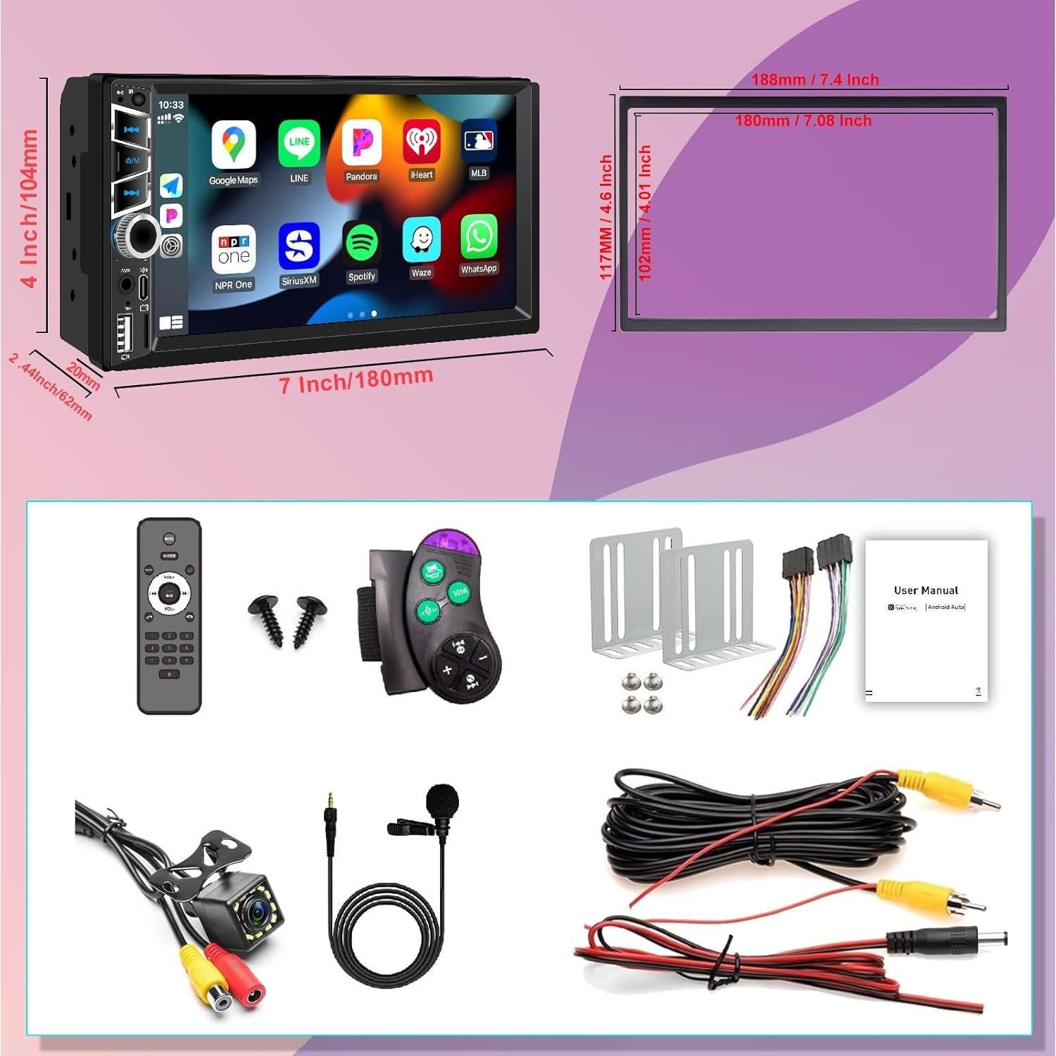 Estéreo de coche Nideocion 7032C Doble Din 7" Bluetooth GPS