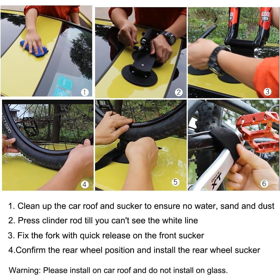 Soporte de Bicicleta ROCKBROS con Ventosa para Techo - 1 Bicicleta