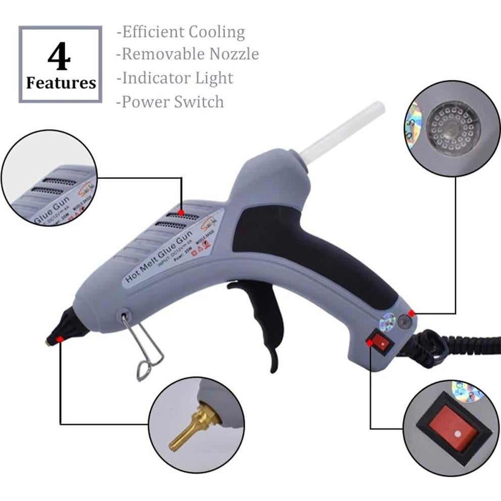 Pistola de Pegamento Caliente Sackful 100W 12V Cable 150cm