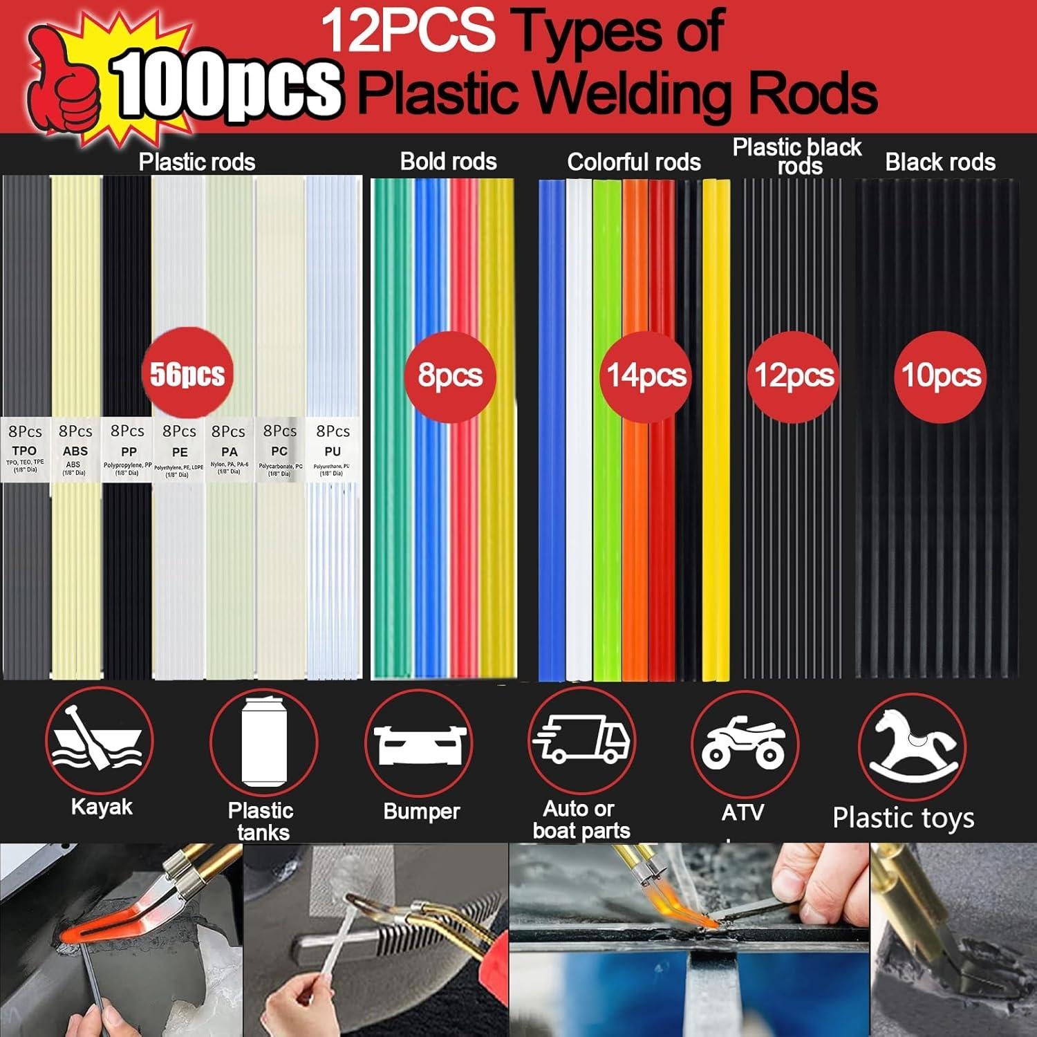 Soldador de Plástico VCTSELITY 220W con Kit de Reparación 1002PCS