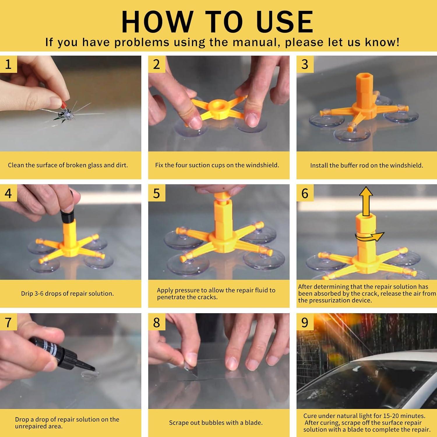 Kit de Reparación de Parabrisas LOCBONDSO para Chips y Grietas